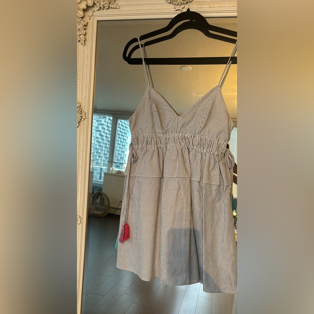 Zara - Baby Blue & White Pinstripe Dress - Size S
